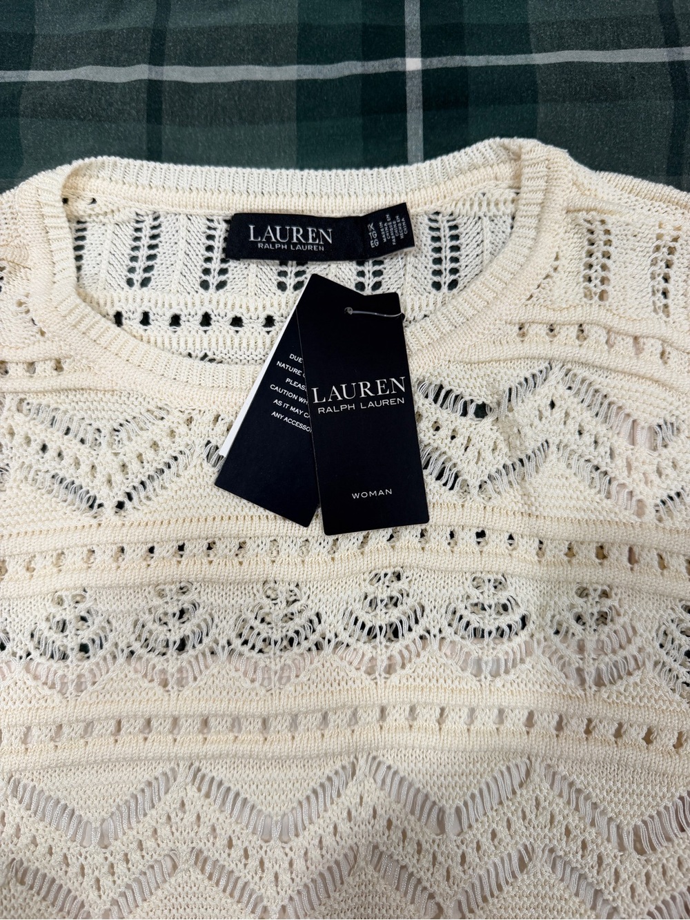 Lauren Ralph Lauren Cream Crocheted Crewneck Sweater Vest - Picture 13 of 15